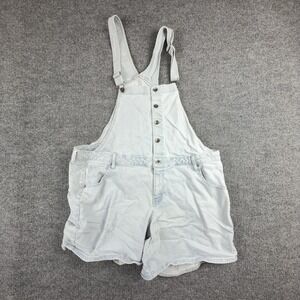 HT Denim Shortalls Womens 2 Light Wash Blue Denim Button Front Pockets Overalls